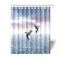 Steampunk Jumping Dolphins Shower Curtain 60 X72 Id D1078101