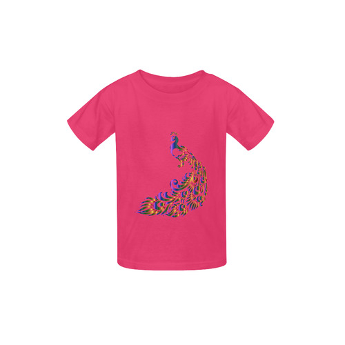 Abstract Rainbow Peacock Pink Kid's  Classic T-shirt (Model T22)