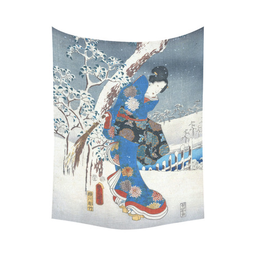 Tale of Genji Toyokuni Hiroshige Japanese Nature Cotton Linen Wall Tapestry 60"x 80"