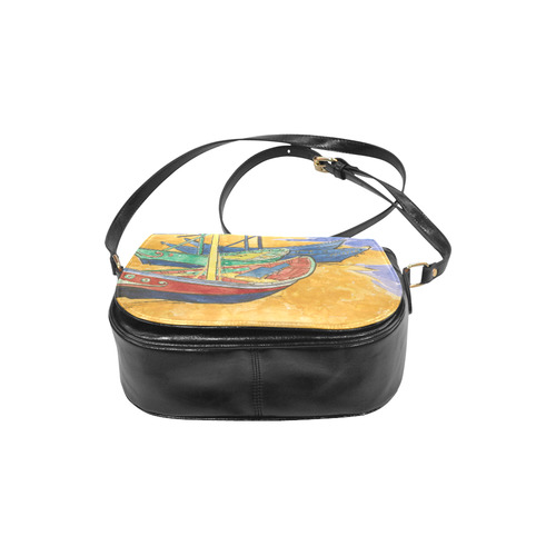 Van Gogh Fishing Boats Beach Watercolor Classic Saddle Bag/Small (Model 1648)