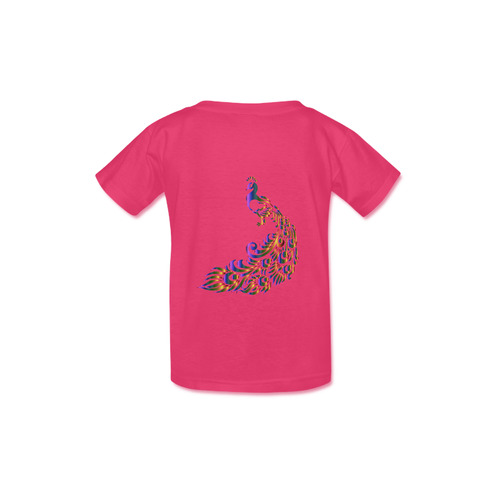 Abstract Rainbow Peacock Pink Kid's  Classic T-shirt (Model T22)