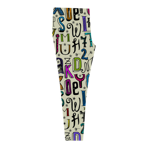 Letters Numbers Stars Typography Pattern Colored Cassandra Women's Leggings (Model L01)