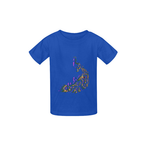 Abstract Rainbow Peacock Blue Kid's  Classic T-shirt (Model T22)