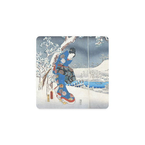 Tale of Genji Toyokuni Hiroshige Japanese Woman Square Coaster