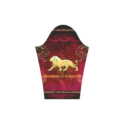 Golden lion on vintage background Round Collar Dress (D22)