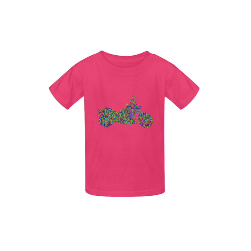 Abstract Triangles  Motorcycle Pink Kid's  Classic T-shirt (Model T22)