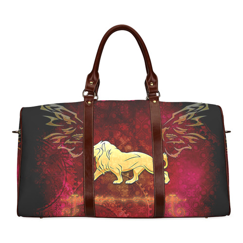 Golden lion on vintage background Waterproof Travel Bag/Small (Model 1639)