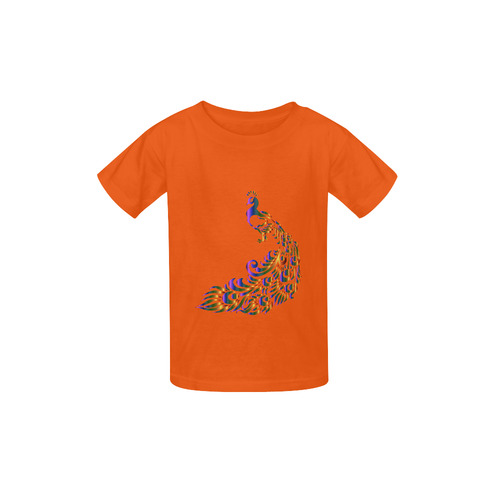 Abstract Rainbow Peacock Orange Kid's  Classic T-shirt (Model T22)