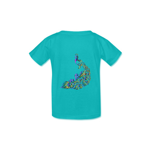 Abstract Rainbow Peacock Aqua Green Kid's  Classic T-shirt (Model T22)