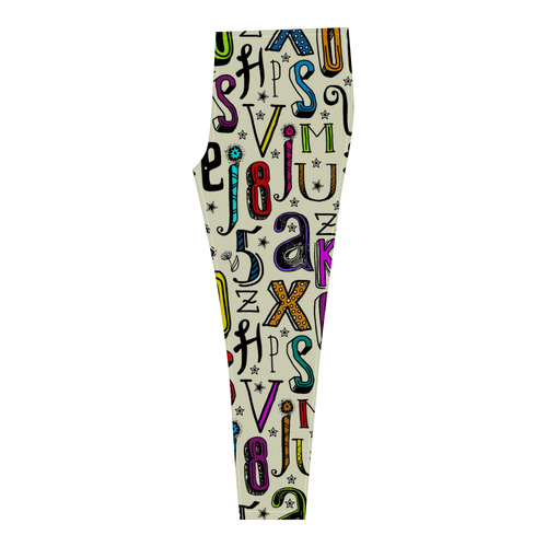 Letters Numbers Stars Typography Pattern Colored Cassandra Women's Leggings (Model L01)