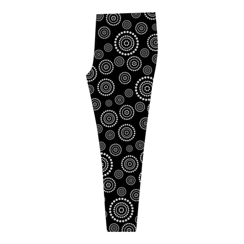 Dots Circle Flower Power Pattern white Cassandra Women's Leggings (Model L01)