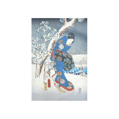 Tale of Genji Toyokuni Hiroshige Japanese Nature Cotton Linen Wall Tapestry 40"x 60"