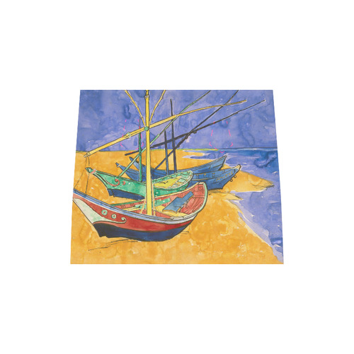 Van Gogh Fishing Boats Beach Watercolor Boston Handbag (Model 1621)