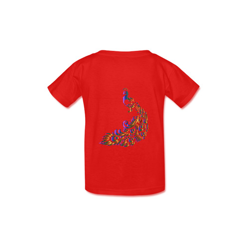 Abstract Rainbow Peacock Red Kid's  Classic T-shirt (Model T22)