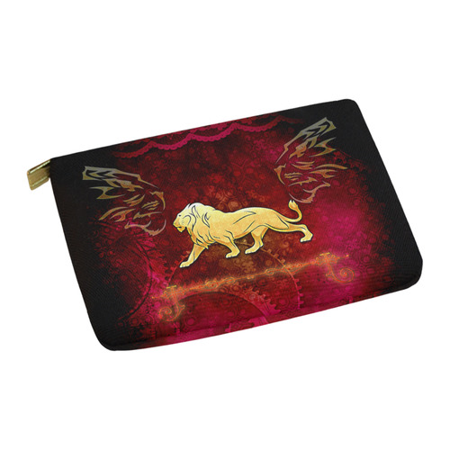 Golden lion on vintage background Carry-All Pouch 12.5''x8.5''