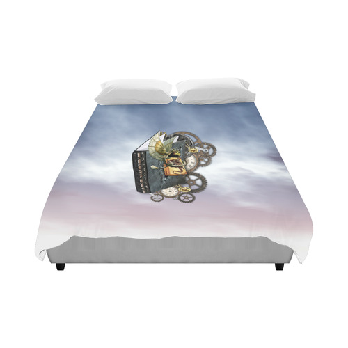 Steampunk dragon book in sky Duvet Cover 86"x70" ( All-over-print)