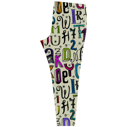 Letters Numbers Stars Typography Pattern Colored Cassandra Women's Leggings (Model L01)