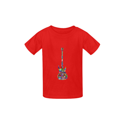 Abstract Squares Guitar Red Kid's  Classic T-shirt (Model T22)