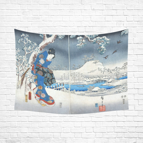 Tale of Genji Toyokuni Hiroshige Japanese Woman Cotton Linen Wall Tapestry 80"x 60"