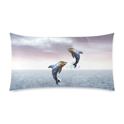 steampunk jumping dolphins Custom Rectangle Pillow Case 20"x36" (one side)