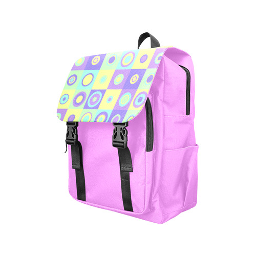 Green and Purple Chequered Buttons Casual Shoulders Backpack (Model 1623)