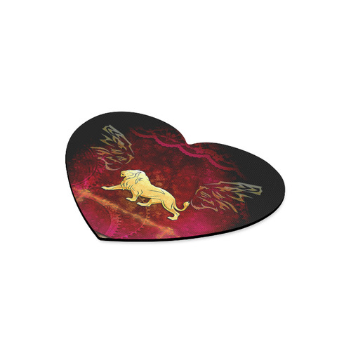 Golden lion on vintage background Heart-shaped Mousepad