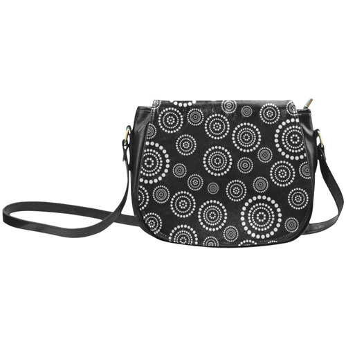 Dots Circle Flower Power Pattern white Classic Saddle Bag/Small (Model 1648)