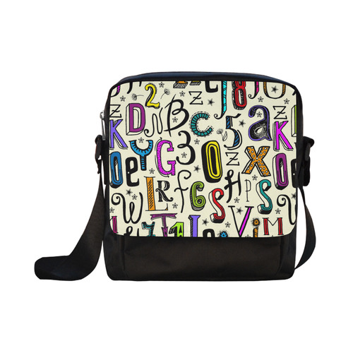 Letters Numbers Stars Typography Pattern Colored Crossbody Nylon Bags (Model 1633)