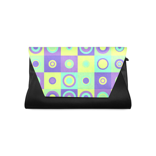 Green and Purple Chequered Buttons Clutch Bag (Model 1630)