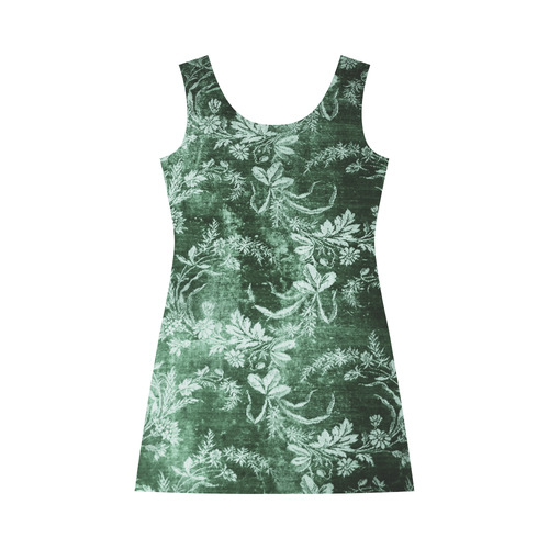 Grunge vintage floral pattern in dark green Bateau A-Line Skirt (D21)
