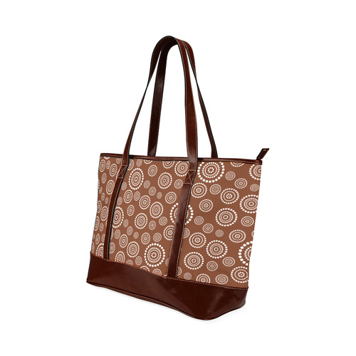 Dots Circle Flower Power Pattern white Tote Handbag (Model 1642)