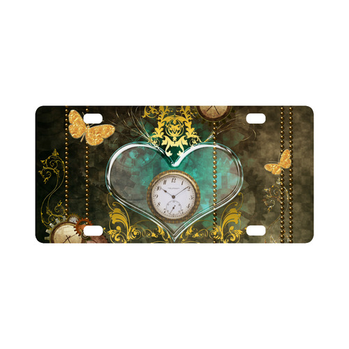 Steampunk, elegant design with heart Classic License Plate