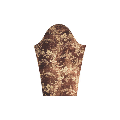 Grunge vintage floral pattern in warm brown Round Collar Dress (D22)