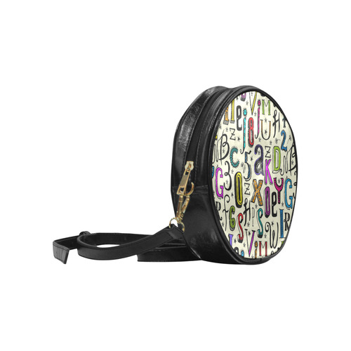 Letters Numbers Stars Typography Pattern Colored Round Sling Bag (Model 1647)