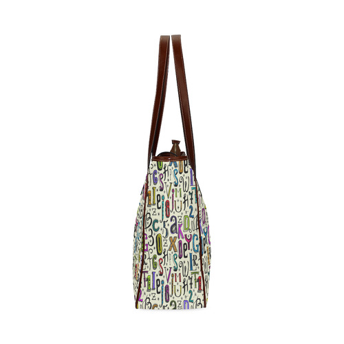 Letters Numbers Stars Typography Pattern Colored Classic Tote Bag (Model 1644)