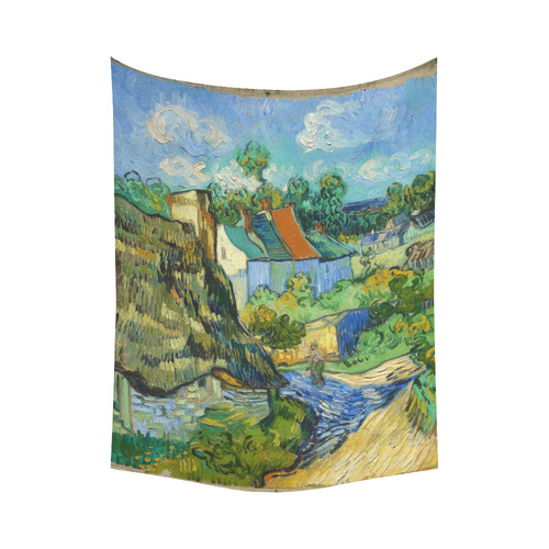 Van Gogh Houses in Auvers Cotton Linen Wall Tapestry 60"x 80"