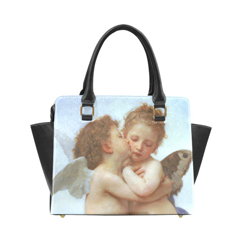 Bouguereau First Kiss Angels Rivet Shoulder Handbag (Model 1645)