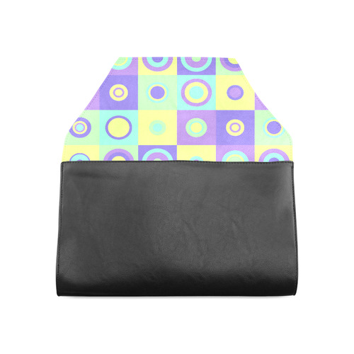 Green and Purple Chequered Buttons Clutch Bag (Model 1630)