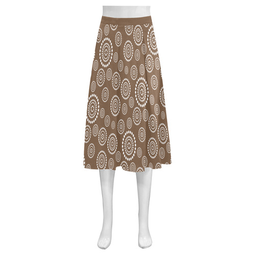 Dots Circle Flower Power Pattern white Mnemosyne Women's Crepe Skirt (Model D16)