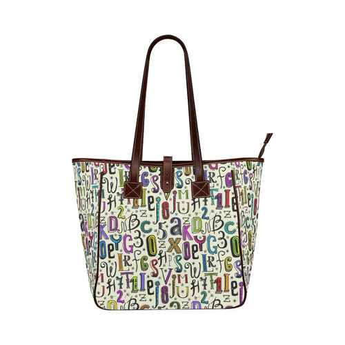 Letters Numbers Stars Typography Pattern Colored Classic Tote Bag (Model 1644)