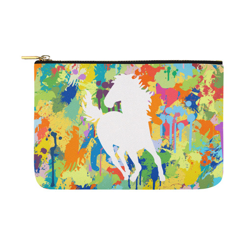 Horse Shape Template Colorful Splash Carry-All Pouch 12.5''x8.5''