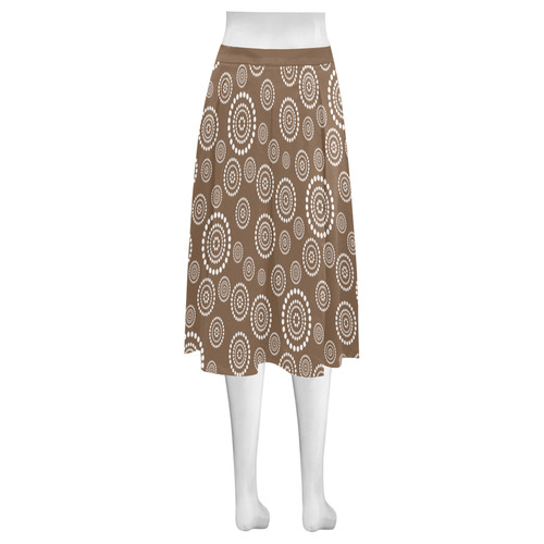 Dots Circle Flower Power Pattern white Mnemosyne Women's Crepe Skirt (Model D16)