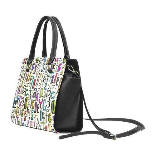 Letters Numbers Stars Typography Pattern Colored Classic Shoulder Handbag (Model 1653)