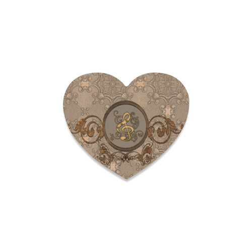 Clef on decorative vintage background Heart Coaster