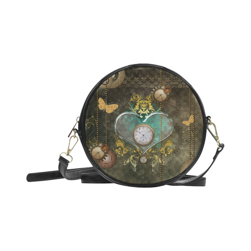 Steampunk, elegant design with heart Round Sling Bag (Model 1647)
