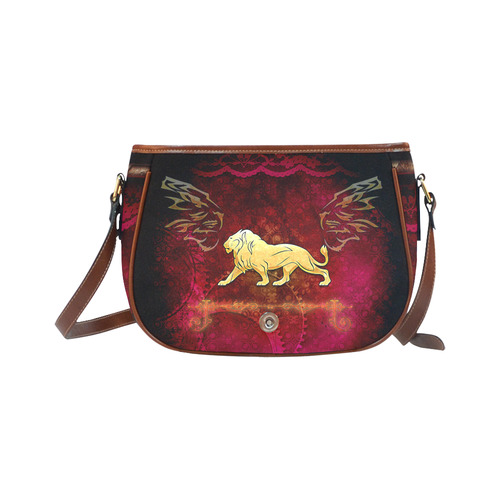 Golden lion on vintage background Saddle Bag/Large (Model 1649)