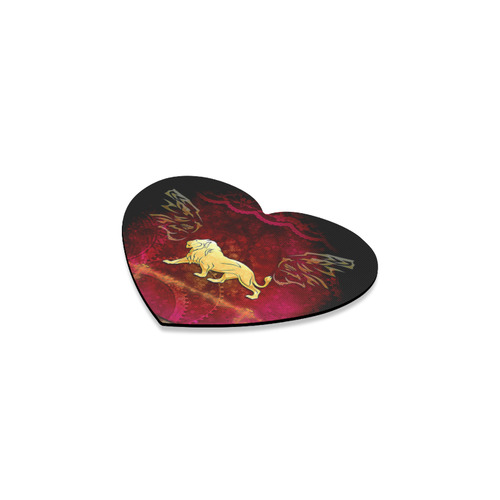 Golden lion on vintage background Heart Coaster