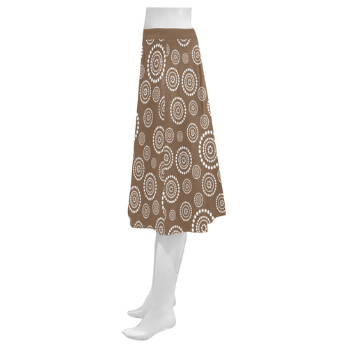 Dots Circle Flower Power Pattern white Mnemosyne Women's Crepe Skirt (Model D16)