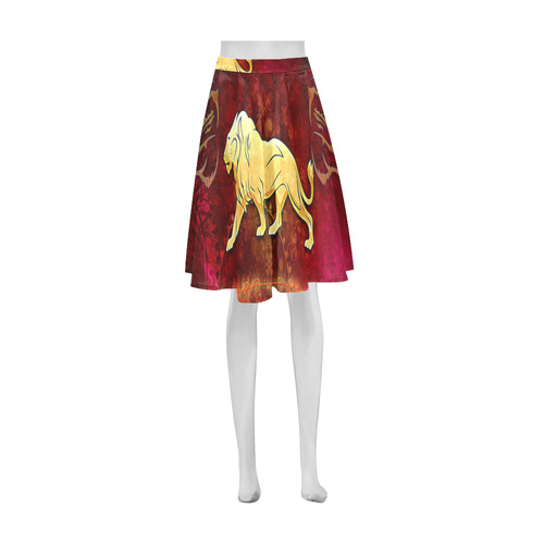 Golden lion on vintage background Athena Women's Short Skirt (Model D15)
