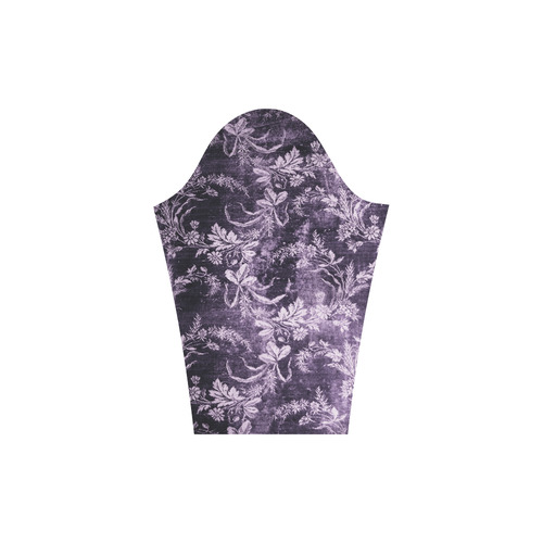 Grunge vintage floral pattern in cool dark purple Round Collar Dress (D22)